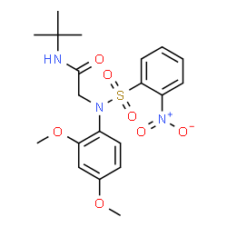 ChemSpider 2D Image | N-tert-butyl-N~2~-(2,4-dimethoxyphenyl)-N~2~-[(2-nitrophenyl)sulfonyl]glycinamide | C20H25N3O7S