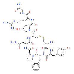 ChemSpider 2D Image | (4R)-1-{[(3S,6R,11R,14S,17R,22aS)-11-Amino-3-(2-amino-2-oxoethyl)-17-benzyl-14-(4-hydroxybenzyl)-1,4,12,15,18-pentaoxooctadecahydro-1H,10H-pyrrolo[2,1-j][1,2,5,8,11,14,17]dithiapentaazacycloicosin-6-y
l]carbonyl}-4-hydroxy-L-prolyl-N~5~-(diaminomethylene)-L-ornithylglycinamide | C46H64N14O12S2