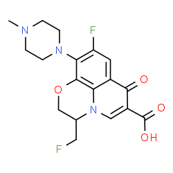 ChemSpider 2D Image | 9-Fluoro-3-(fluoromethyl)-10-(4-methyl-1-piperazinyl)-7-oxo-2,3-dihydro-7H-[1,4]oxazino[2,3,4-ij]quinoline-6-carboxylic acid | C18H19F2N3O4