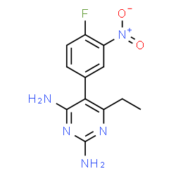 ChemSpider 2D Image | 6-Ethyl-5-(4-fluoro-3-nitrophenyl)-2,4-pyrimidinediamine | C12H12FN5O2