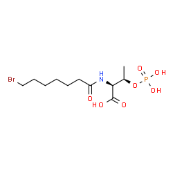 ChemSpider 2D Image | N-(7-Bromoheptanoyl)-O-phosphono-L-threonine | C11H21BrNO7P