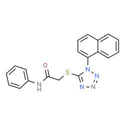 ChemSpider 2D Image | 2-{[1-(1-Naphthyl)-1H-tetrazol-5-yl]sulfanyl}-N-phenylacetamide | C19H15N5OS