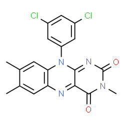 ChemSpider 2D Image | 10-(3,5-Dichlorophenyl)-3,7,8-trimethylbenzo[g]pteridine-2,4(3H,10H)-dione | C19H14Cl2N4O2