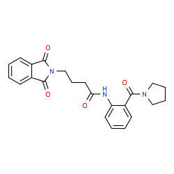 ChemSpider 2D Image | 4-(1,3-Dioxo-1,3-dihydro-2H-isoindol-2-yl)-N-[2-(1-pyrrolidinylcarbonyl)phenyl]butanamide | C23H23N3O4