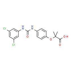 ChemSpider 2D Image | 2-(4-{[(3,5-Dichlorophenyl)carbamoyl]amino}phenoxy)-2-methylpropanoic acid | C17H16Cl2N2O4
