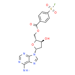 ChemSpider 2D Image | 2'-Deoxy-5'-O-[4-(fluorosulfonyl)benzoyl]adenosine | C17H16FN5O6S