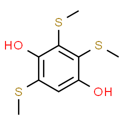 ChemSpider 2D Image | 2,3,5-Tris(methylsulfanyl)-1,4-benzenediol | C9H12O2S3