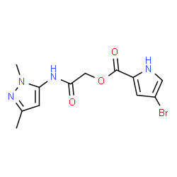 ChemSpider 2D Image | 2-[(1,3-Dimethyl-1H-pyrazol-5-yl)amino]-2-oxoethyl 4-bromo-1H-pyrrole-2-carboxylate | C12H13BrN4O3