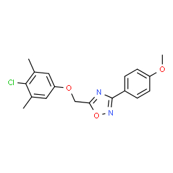ChemSpider 2D Image | 5-[(4-Chloro-3,5-dimethylphenoxy)methyl]-3-(4-methoxyphenyl)-1,2,4-oxadiazole | C18H17ClN2O3