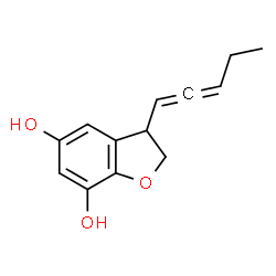 ChemSpider 2D Image | 3-(1,2-Pentadien-1-yl)-2,3-dihydro-1-benzofuran-5,7-diol | C13H14O3