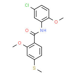 ChemSpider 2D Image | N-(5-Chloro-2-methoxyphenyl)-2-methoxy-4-(methylsulfanyl)benzamide | C16H16ClNO3S