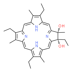 ChemSpider 2D Image | (2R,3S)-2,7,12,17-Tetraethyl-3,8,13,18-tetramethyl-2,3-dihydro-2,3-porphyrindiol | C32H40N4O2