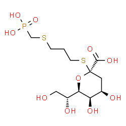 ChemSpider 2D Image | 3-[(Phosphonomethyl)sulfanyl]propyl (6R)-3-deoxy-6-[(1R)-1,2-dihydroxyethyl]-2-thio-alpha-L-erythro-hex-2-ulopyranosidonic acid | C12H23O10PS2