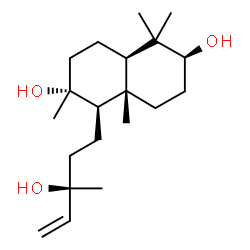 ChemSpider 2D Image | (2S,4aS,5R,6R,8aR)-5-[(3R)-3-Hydroxy-3-methyl-4-penten-1-yl]-1,1,4a,6-tetramethyldecahydro-2,6-naphthalenediol | C20H36O3