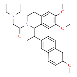 ChemSpider 2D Image | 2-(Diethylamino)-1-{6,7-dimethoxy-1-[1-(6-methoxy-2-naphthyl)ethyl]-3,4-dihydro-2(1H)-isoquinolinyl}ethanone | C30H38N2O4