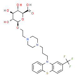 ChemSpider 2D Image | 2-(4-{3-[2-(Trifluoromethyl)-10H-phenothiazin-10-yl]propyl}-1-piperazinyl)ethyl beta-D-glucopyranosiduronic acid | C28H34F3N3O7S