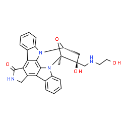ChemSpider 2D Image | (15S,16S,18R)-16-Hydroxy-16-{[(2-hydroxyethyl)amino]methyl}-15-methyl-28-oxa-4,14,19-triazaoctacyclo[12.11.2.1~15,18~.0~2,6~.0~7,27~.0~8,13~.0~19,26~.0~20,25~]octacosa-1,6,8,10,12,20,22,24,26-nonaen-3
-one | C28H26N4O4