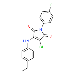 ChemSpider 2D Image | 3-Chloro-1-(4-chlorophenyl)-4-[(4-ethylphenyl)amino]-1H-pyrrole-2,5-dione | C18H14Cl2N2O2