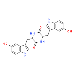 ChemSpider 2D Image | (3S,6S)-3,6-Bis[(5-hydroxy-1H-indol-3-yl)methyl]-2,5-piperazinedione | C22H20N4O4