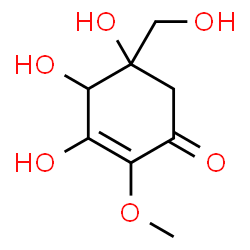 ChemSpider 2D Image | 3,4,5-Trihydroxy-5-(hydroxymethyl)-2-methoxy-2-cyclohexen-1-one | C8H12O6