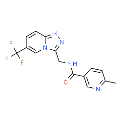 ChemSpider 2D Image | 6-Methyl-N-{[6-(trifluoromethyl)[1,2,4]triazolo[4,3-a]pyridin-3-yl]methyl}nicotinamide | C15H12F3N5O