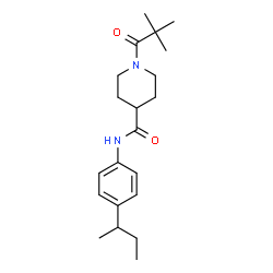 ChemSpider 2D Image | N-(4-sec-Butylphenyl)-1-(2,2-dimethylpropanoyl)-4-piperidinecarboxamide | C21H32N2O2