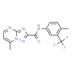ChemSpider 2D Image | 7-Methyl-N-[4-methyl-3-(trifluoromethyl)phenyl][1,2,4]triazolo[1,5-a]pyrimidine-2-carboxamide | C15H12F3N5O