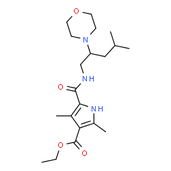 ChemSpider 2D Image | Ethyl 2,4-dimethyl-5-{[4-methyl-2-(4-morpholinyl)pentyl]carbamoyl}-1H-pyrrole-3-carboxylate | C20H33N3O4