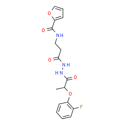 ChemSpider 2D Image | N-(3-{2-[2-(2-Fluorophenoxy)propanoyl]hydrazino}-3-oxopropyl)-2-furamide | C17H18FN3O5
