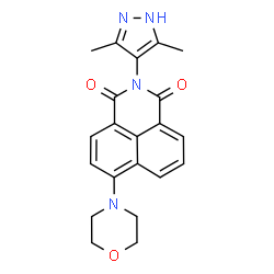 ChemSpider 2D Image | 2-(3,5-Dimethyl-1H-pyrazol-4-yl)-6-(4-morpholinyl)-1H-benzo[de]isoquinoline-1,3(2H)-dione | C21H20N4O3