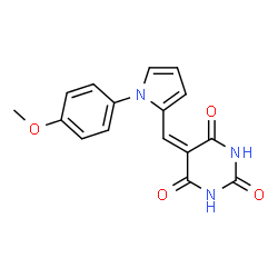 ChemSpider 2D Image | 5-{[1-(4-Methoxyphenyl)-1H-pyrrol-2-yl]methylene}-2,4,6(1H,3H,5H)-pyrimidinetrione | C16H13N3O4