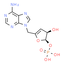 ChemSpider 2D Image | (2R,3R)-5-[(6-Amino-9H-purin-9-yl)methyl]-3-hydroxy-2,3-dihydro-2-furanyl dihydrogen phosphate | C10H12N5O6P