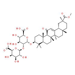 ChemSpider 2D Image | (3beta)-30-Methoxy-11,30-dioxoolean-12-en-3-yl 2-O-beta-D-galactopyranuronosyl-alpha-D-glucopyranosiduronic acid | C43H64O16