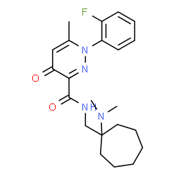 ChemSpider 2D Image | N-{[1-(Dimethylamino)cycloheptyl]methyl}-1-(2-fluorophenyl)-6-methyl-4-oxo-1,4-dihydro-3-pyridazinecarboxamide | C22H29FN4O2