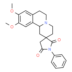 ChemSpider 2D Image | 9,10-Dimethoxy-1'-phenyl-1,3,4,6,7,11b-hexahydro-2'H,5'H-spiro[pyrido[2,1-a]isoquinoline-2,3'-pyrrolidine]-2',5'-dione | C24H26N2O4