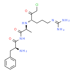 ChemSpider 2D Image | N-[(2S)-2-({(3S)-1-Chloro-6-[(diaminomethylene)amino]-2-oxo-3-hexanyl}amino)propanoyl]-L-phenylalaninamide | C19H29ClN6O3