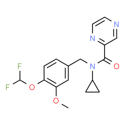 ChemSpider 2D Image | N-Cyclopropyl-N-[4-(difluoromethoxy)-3-methoxybenzyl]-2-pyrazinecarboxamide | C17H17F2N3O3