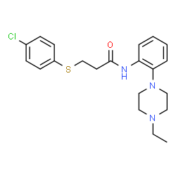 ChemSpider 2D Image | 3-[(4-Chlorophenyl)sulfanyl]-N-[2-(4-ethyl-1-piperazinyl)phenyl]propanamide | C21H26ClN3OS