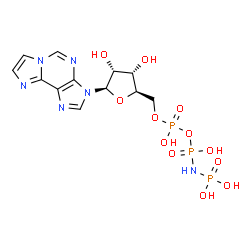 ChemSpider 2D Image | 3-[5-O-(Hydroxy{[hydroxy(phosphonoamino)phosphoryl]oxy}phosphoryl)-beta-D-ribofuranosyl]-3H-imidazo[2,1-i]purine | C12H17N6O12P3