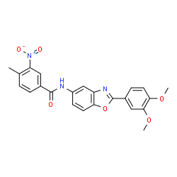 ChemSpider 2D Image | N-[2-(3,4-Dimethoxyphenyl)-1,3-benzoxazol-5-yl]-4-methyl-3-nitrobenzamide | C23H19N3O6