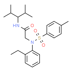 ChemSpider 2D Image | N-(2,4-Dimethyl-3-pentanyl)-N~2~-(2-ethylphenyl)-N~2~-[(4-methylphenyl)sulfonyl]glycinamide | C24H34N2O3S