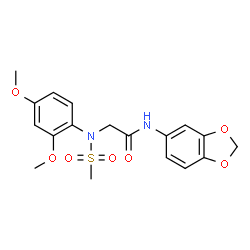 ChemSpider 2D Image | N-1,3-Benzodioxol-5-yl-N~2~-(2,4-dimethoxyphenyl)-N~2~-(methylsulfonyl)glycinamide | C18H20N2O7S