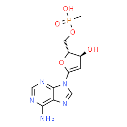 ChemSpider 2D Image | 9-{2-Deoxy-5-O-[hydroxy(methyl)phosphoryl]-D-erythro-pent-1-enofuranosyl}-9H-purin-6-amine | C11H14N5O5P