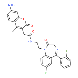 ChemSpider 2D Image | 2-(7-Amino-4-methyl-2-oxo-2H-chromen-3-yl)-N-{2-[7-chloro-5-(2-fluorophenyl)-2-oxo-2,3-dihydro-1H-1,4-benzodiazepin-1-yl]ethyl}acetamide | C29H24ClFN4O4
