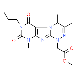 ChemSpider 2D Image | Methyl (3,4,9-trimethyl-6,8-dioxo-7-propyl-6,7,8,9-tetrahydro[1,2,4]triazino[3,4-f]purin-1(4H)-yl)acetate | C16H22N6O4