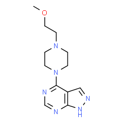 ChemSpider 2D Image | 4-[4-(2-Methoxyethyl)-1-piperazinyl]-1H-pyrazolo[3,4-d]pyrimidine | C12H18N6O
