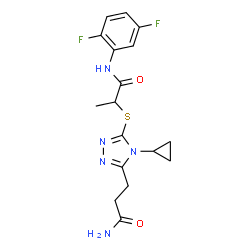 ChemSpider 2D Image | 2-{[5-(3-Amino-3-oxopropyl)-4-cyclopropyl-4H-1,2,4-triazol-3-yl]sulfanyl}-N-(2,5-difluorophenyl)propanamide | C17H19F2N5O2S