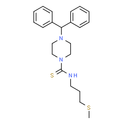 ChemSpider 2D Image | 4-(Diphenylmethyl)-N-[3-(methylsulfanyl)propyl]-1-piperazinecarbothioamide | C22H29N3S2