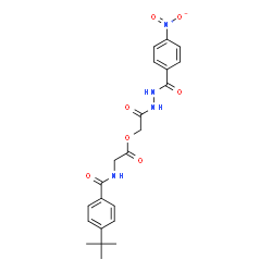 ChemSpider 2D Image | 2-[2-(4-Nitrobenzoyl)hydrazino]-2-oxoethyl N-[4-(2-methyl-2-propanyl)benzoyl]glycinate | C22H24N4O7
