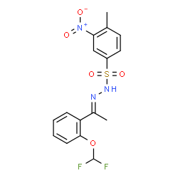 ChemSpider 2D Image | N'-{(1E)-1-[2-(Difluoromethoxy)phenyl]ethylidene}-4-methyl-3-nitrobenzenesulfonohydrazide | C16H15F2N3O5S